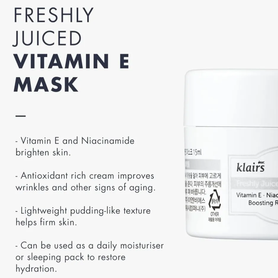 Dear, Klairs Freshly Juiced Vitamin E Mask< Korean Skincare|Gezichtsmaskers