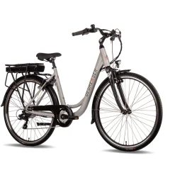 Degreaser dames ebike 45 cm 10.4 Ah 7sp zilver| Hot