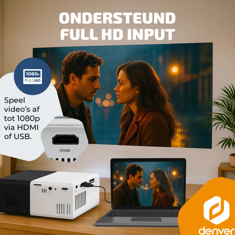 Denver PR1000 FullHD mini beamer< Speakers En Accessoires|Gaming