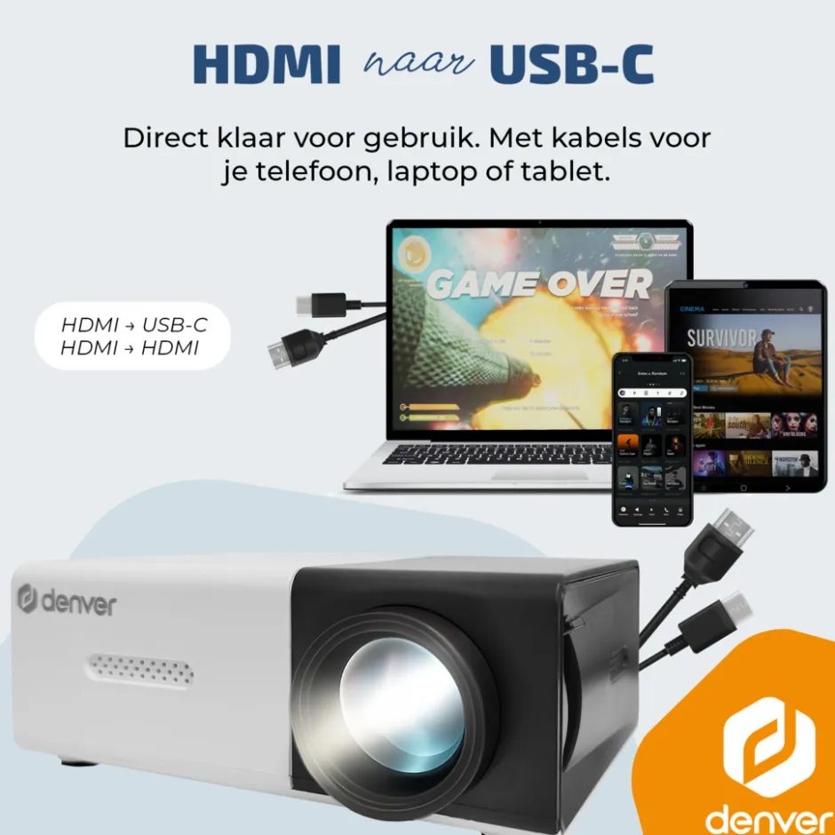 Denver PR1000 FullHD mini beamer< Speakers En Accessoires|Gaming