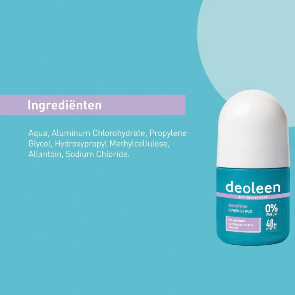 Deoleen Sensitive Antitranspirant Roller< Overmatig Transpireren