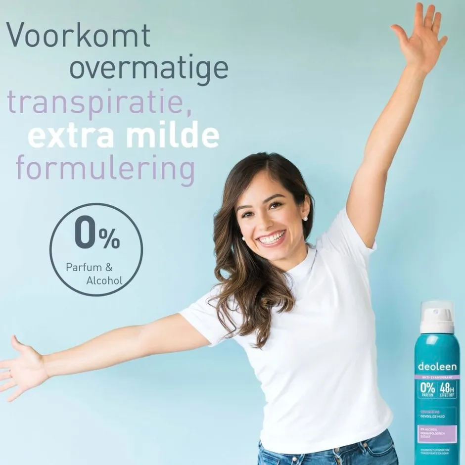 Deoleen Sensitive Antitranspirant Spray< Overmatig Transpireren