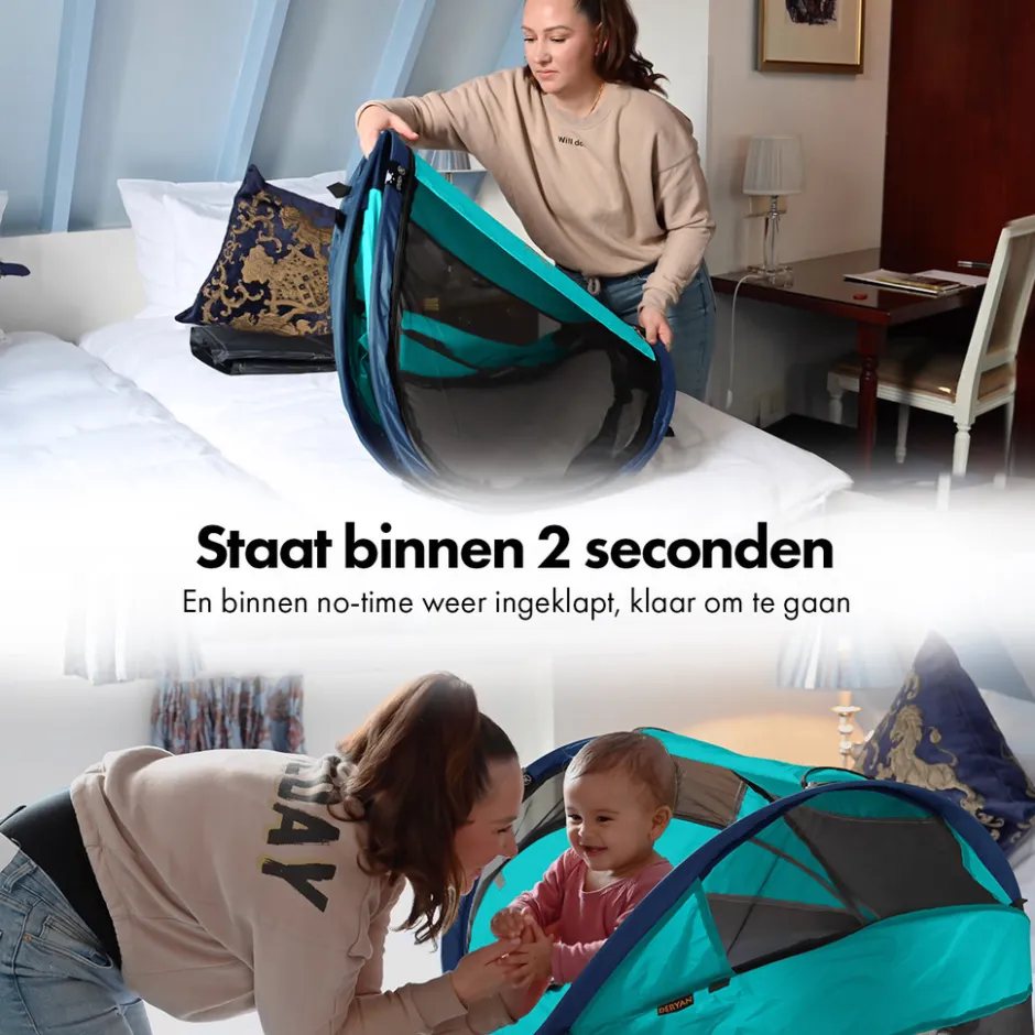 Deryan Baby Luxe Campingbedje Inclusief zelfopblaasbare matras< Campingbedjes
