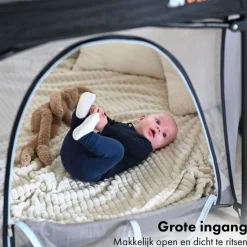Mooiys Deryan Draagbare Kinderbox Zwart Vaste matrasbodem Reisbox campingbedje< Campingbedjes
