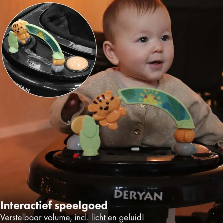 Deryan 2-in-1 inklapbare Loopstoel met speelset en dienblad< Loopstoelen