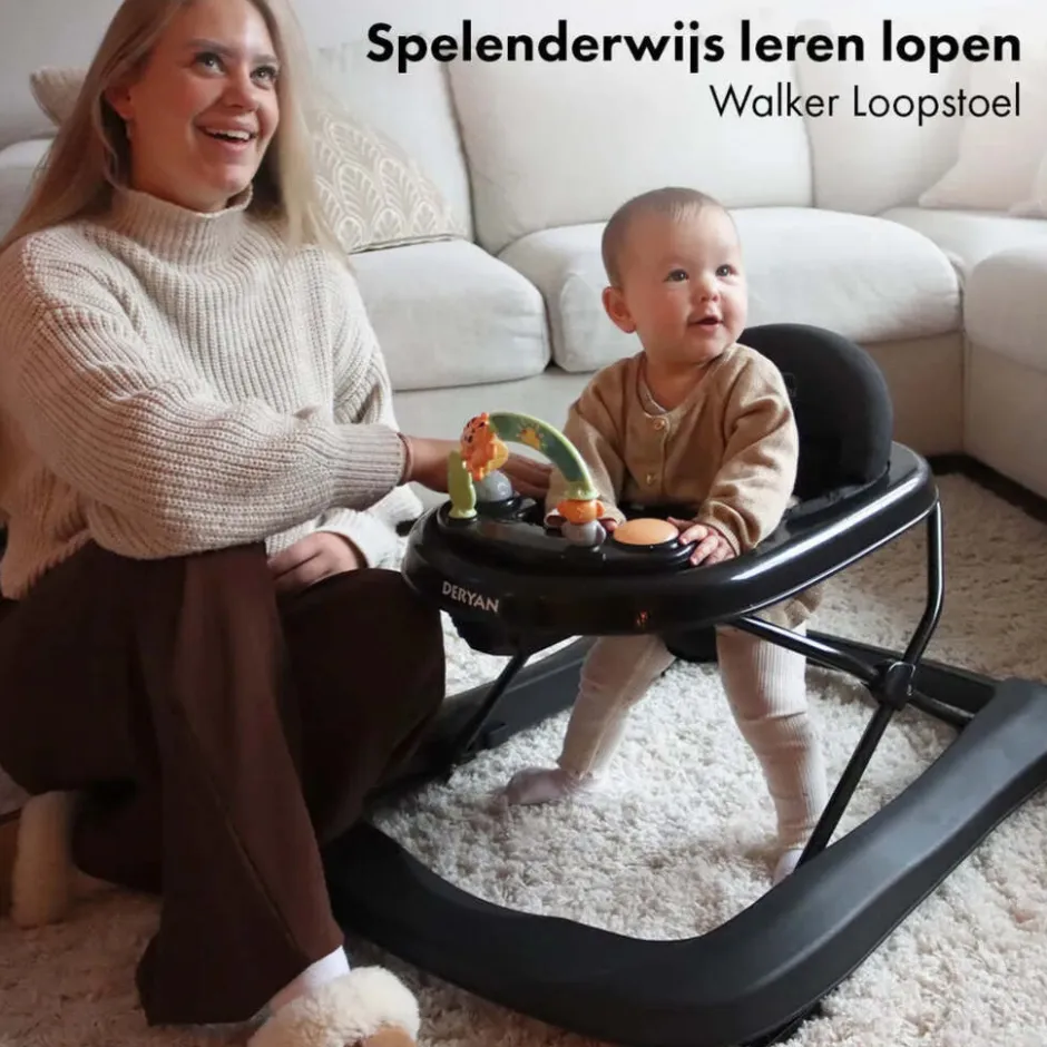 Deryan 2-in-1 inklapbare Loopstoel met speelset en dienblad< Loopstoelen