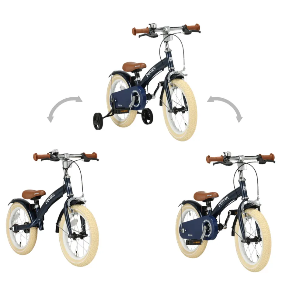 Deryan Luxe Kinderfiets 14 Inch 3 in 1 Loopfiets< Fietsen En Rijden