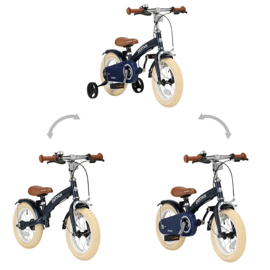 Deryan Luxe Kinderfiets 12 Inch 3 in 1 Loopfiets< Fietsen En Rijden