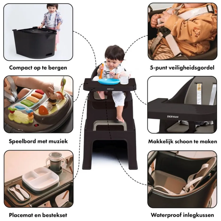 Deryan Quuby Kinderstoel 5-in-1 Kinderstoel Meegroeistoel< Kinderstoelen