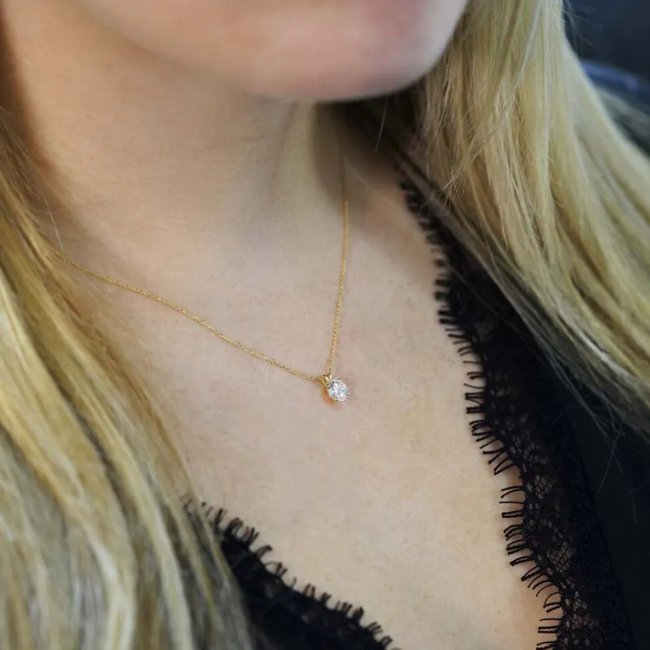 14K Gouden Collier met hanger – 1.00 ct Lab Grown Diamant|Di Lusso Sale