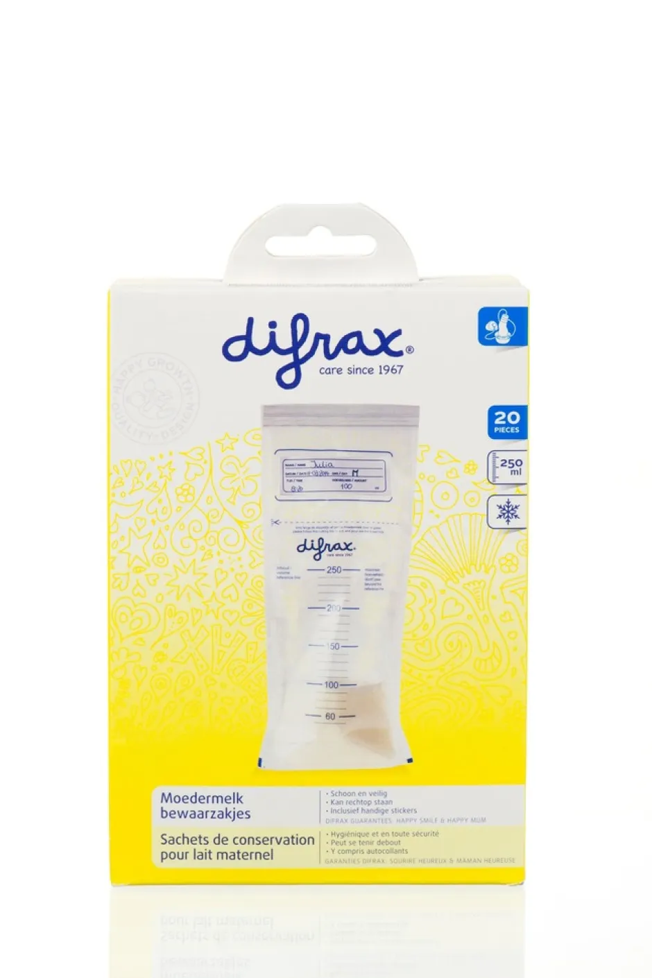 Difrax Moedermelk bewaarzakjes - 80 stuks< Borstvoedingsaccessoires