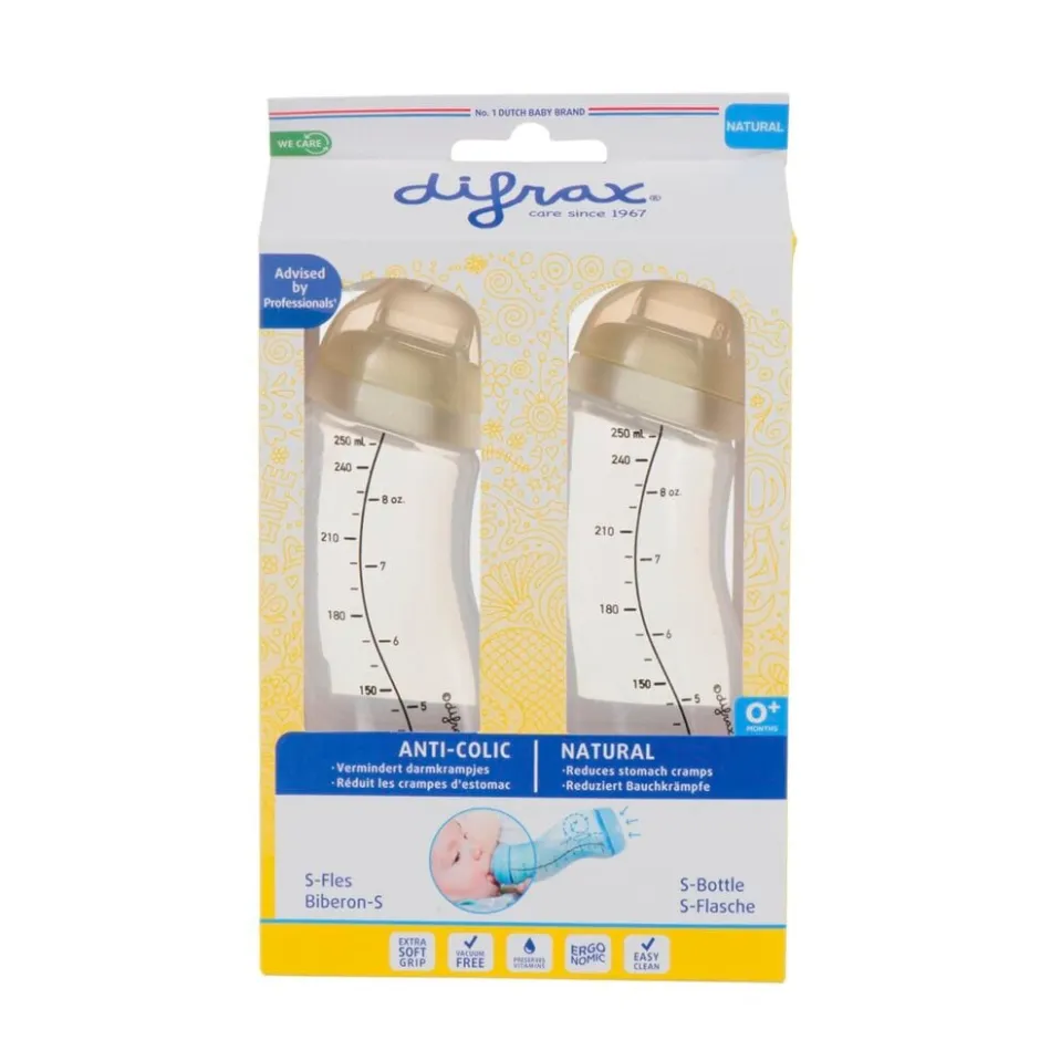 Difrax Natural 0+M S-Fles 2-Pak< Babyflesjes