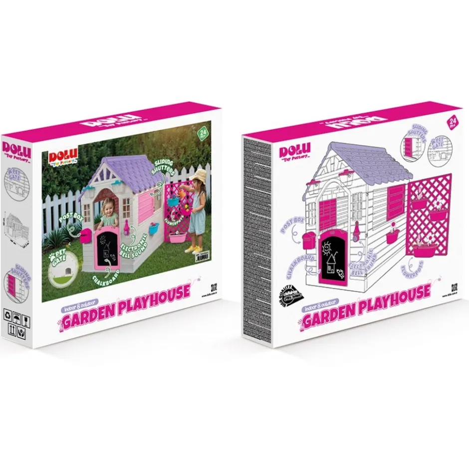 Garden Wit/Roze Speelhuisje met Accessoires|Dolu Discount