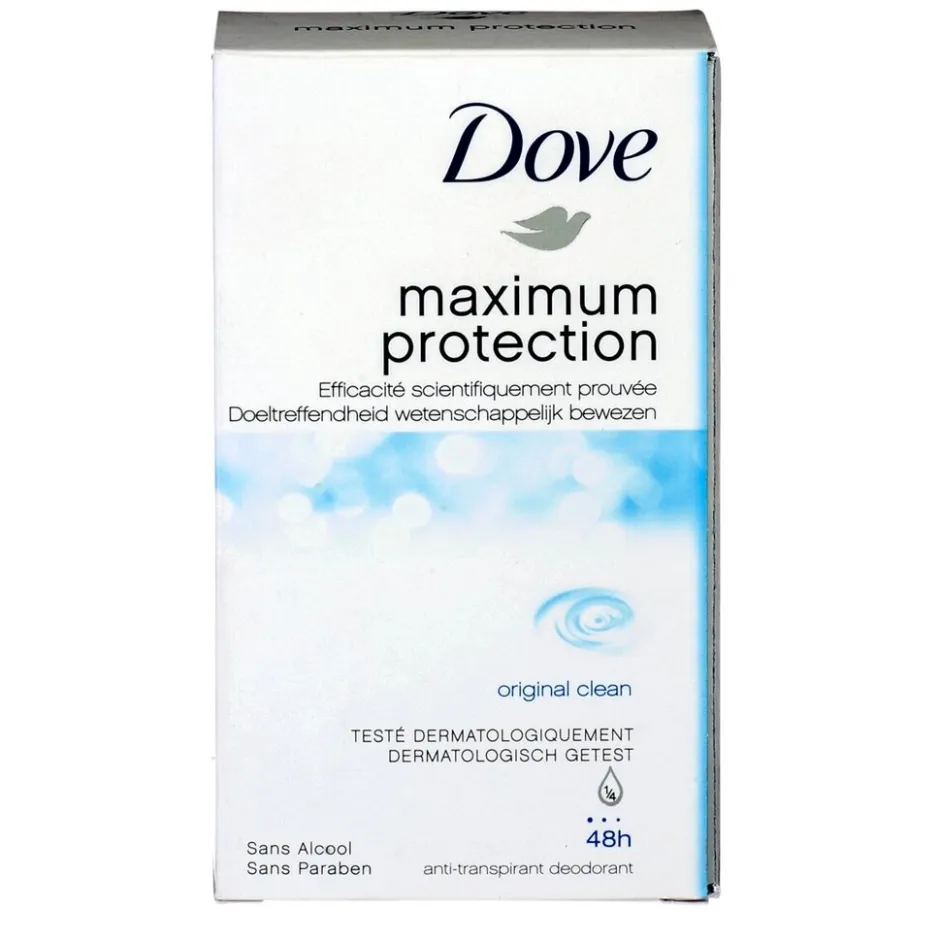 Dove Maximum Protection Original Clean Antitranspirant Stick< Deostick|Overmatig Transpireren