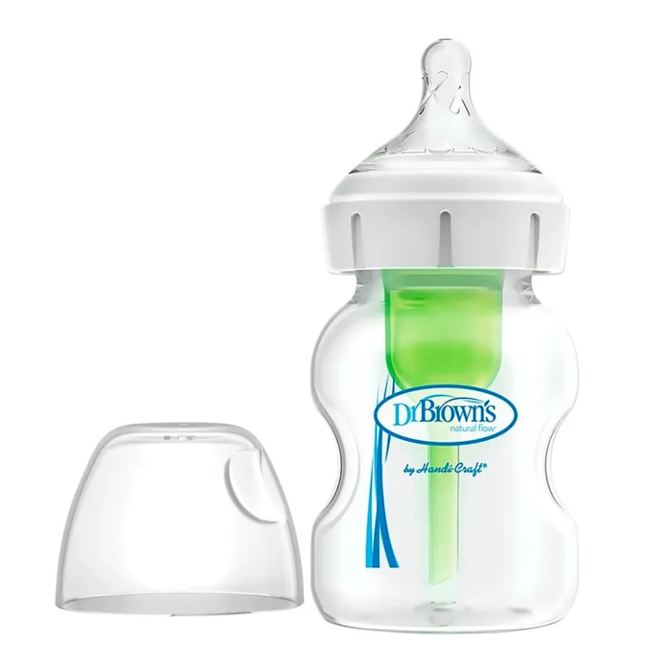 Dr. Brown's Options+ 1+M Antikoliekfles met Brede Hals< Babyflesjes