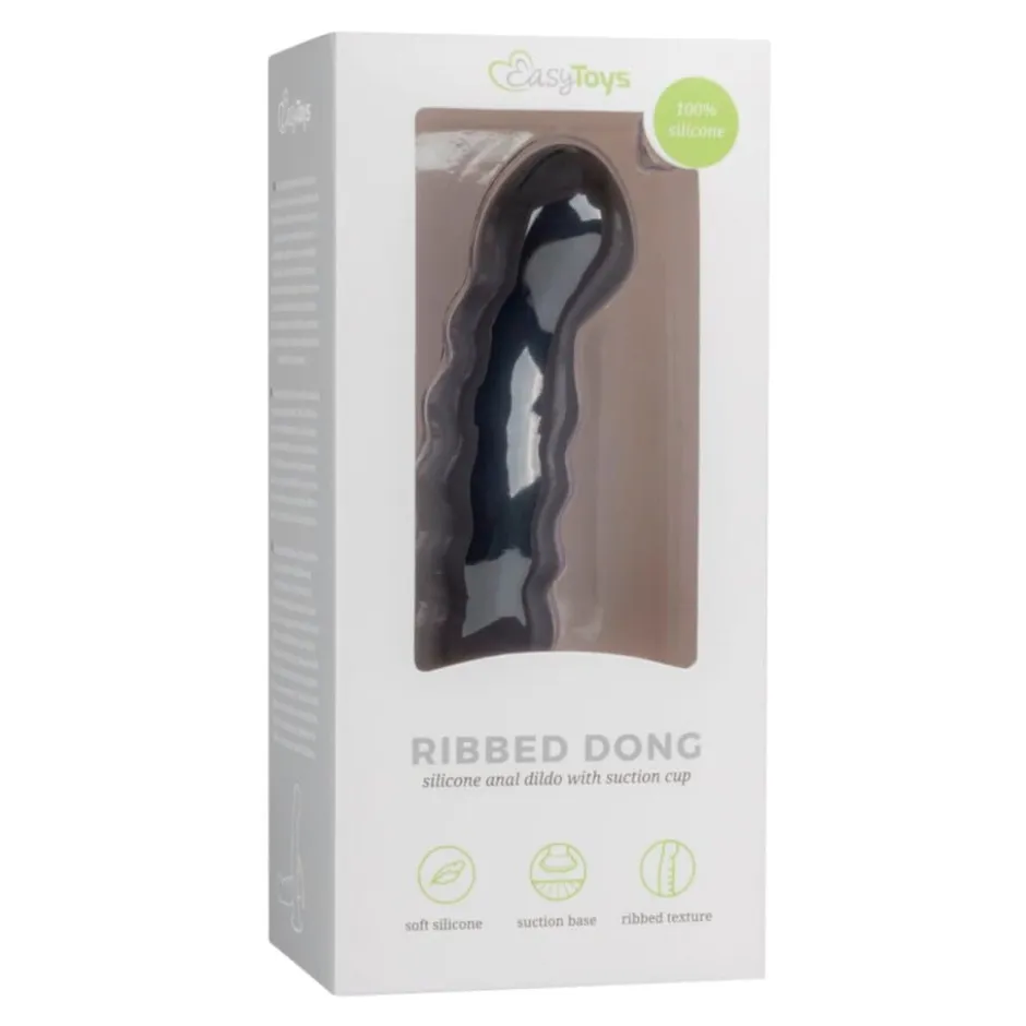 EasyToys Ribbed Dong Siliconen Anal Dildo with Suction Cup< Seksspeeltjes