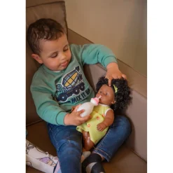Eco Toys 30cm Pop met Krullen en Geel Jurkje< Poppen En Knuffels