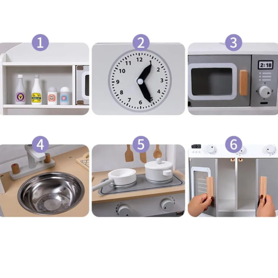 Eco Toys Grijs Moderne Houten Kinderkeuken< Houten Keukens En Winkels