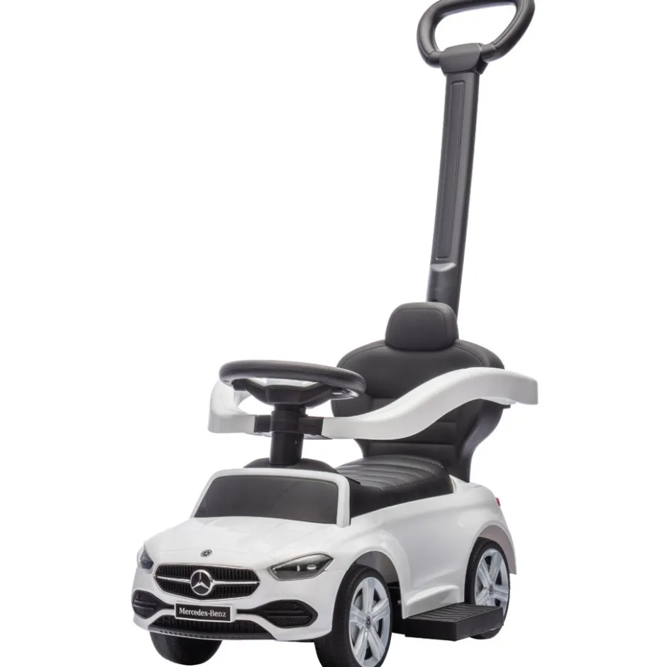 Wit Mercedes Benz Loopauto met Duwstang|Eco Toys Outlet