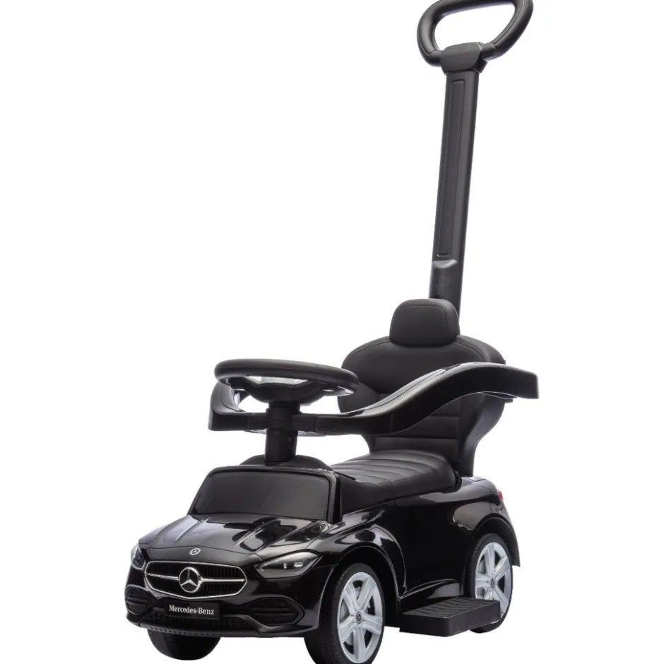 Zwart Mercedes Benz Loopauto met Duwstang|Eco Toys Outlet