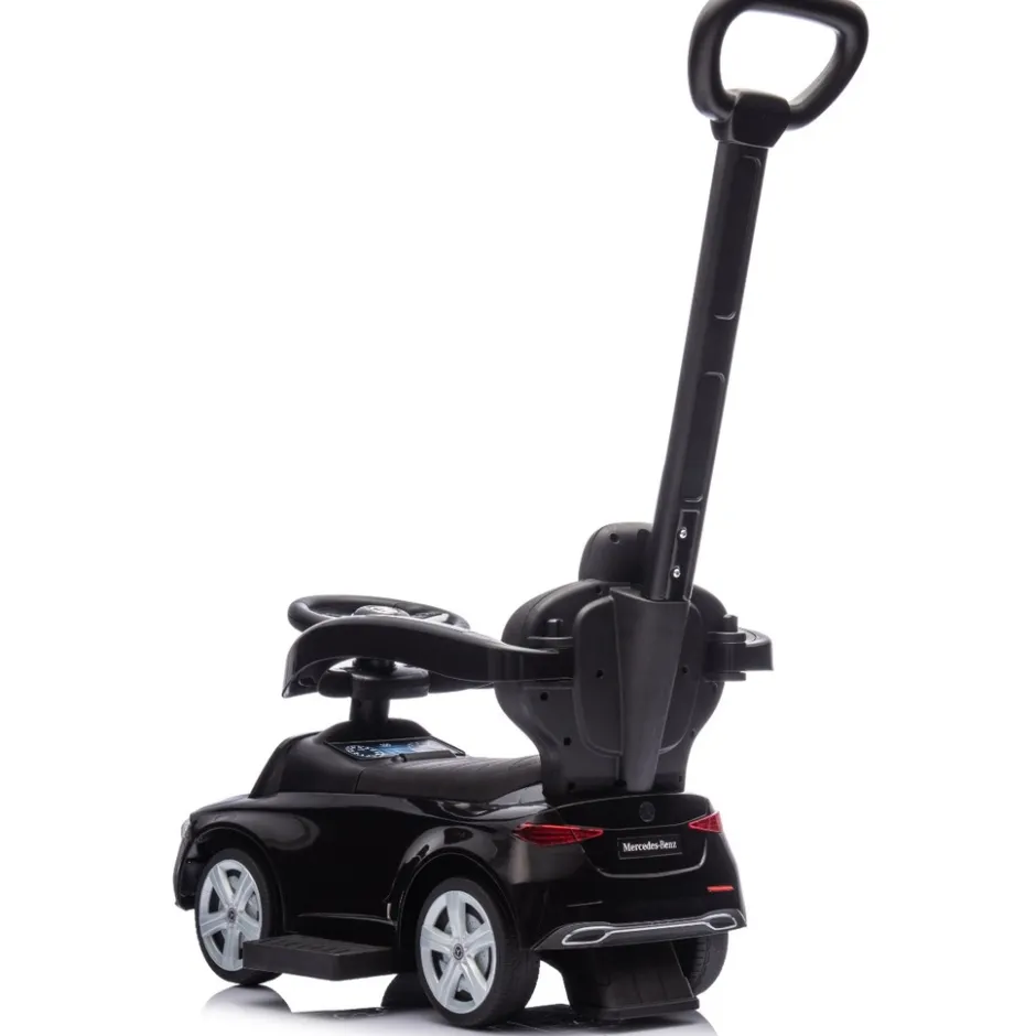 Zwart Mercedes Benz Loopauto met Duwstang|Eco Toys Outlet