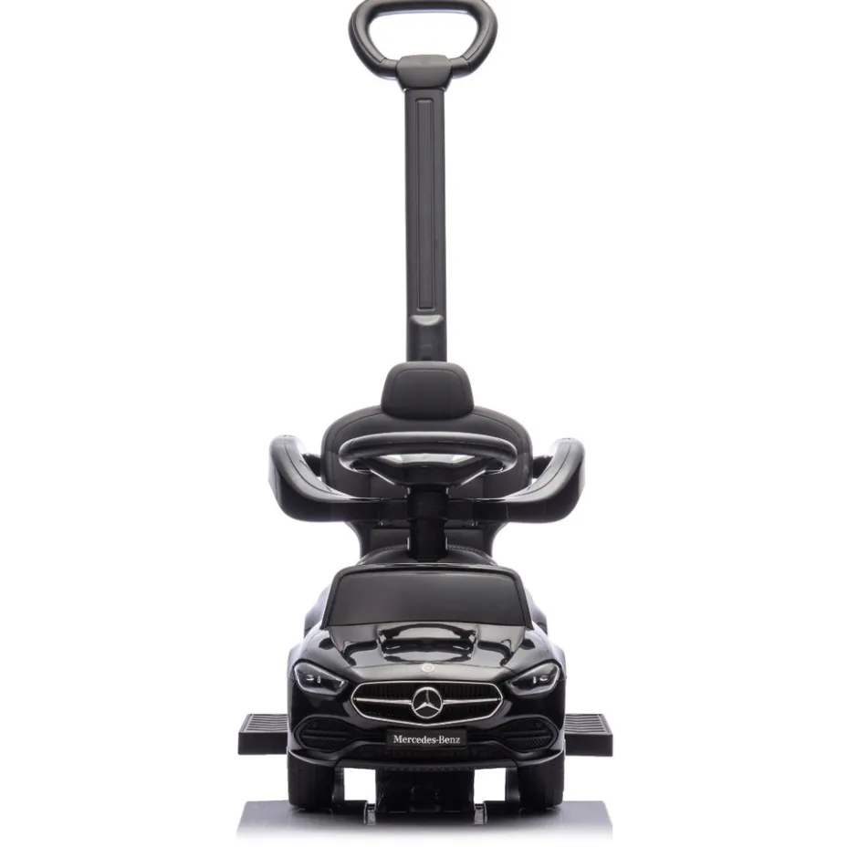Zwart Mercedes Benz Loopauto met Duwstang|Eco Toys Outlet