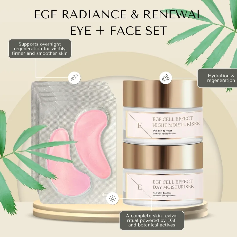Egf Cell Effect Dagcrème + Egf Cell Effect Nachtcrème + Rose Blossom Oogpads| Outlet
