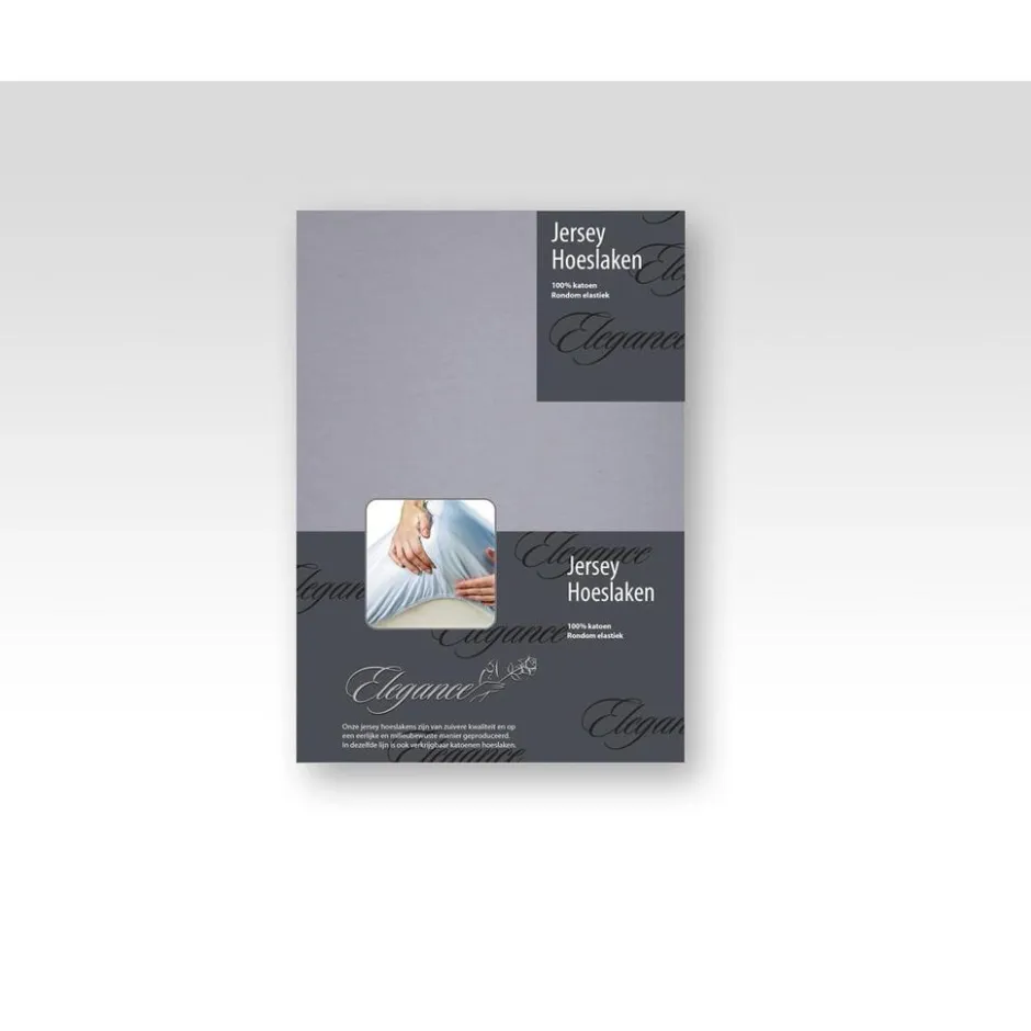 Elegance Hoeslaken Jersey Katoen Stretch 35cm Hoge Hoek - licht grijs 80/90x190/200cm< Slapen