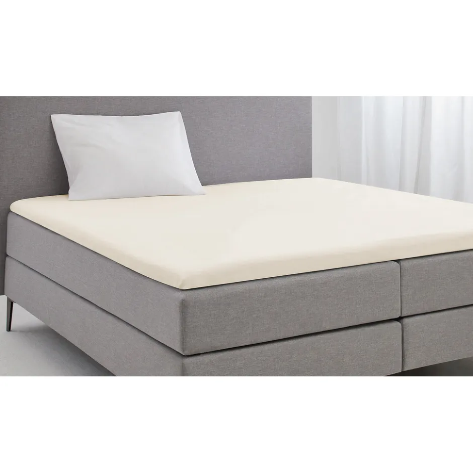 Elegance Topper Hoeslaken Katoen Perkal - ivoor 90x200cm< Slapen