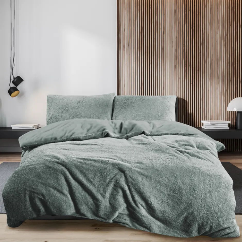 Eleganzzz Dekbedovertrek Teddy Pluche - jade 140x200/220cm< Slapen
