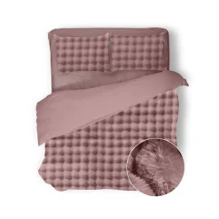 Eleganzzz Dekbedovertrek Shiny Bubble Pom Pom Flanel Fleece - old rose 200x200/220cm| Online