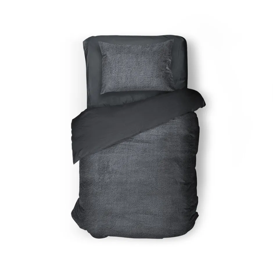 Eleganzzz Dekbedovertrek Teddy Pluche - anthracite 140x200/220cm< Slapen