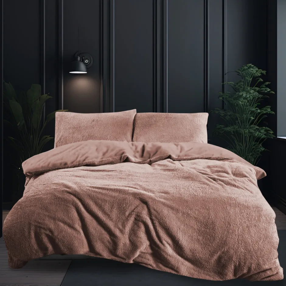 Eleganzzz Dekbedovertrek Teddy Pluche - light pink 240x200/220cm| New