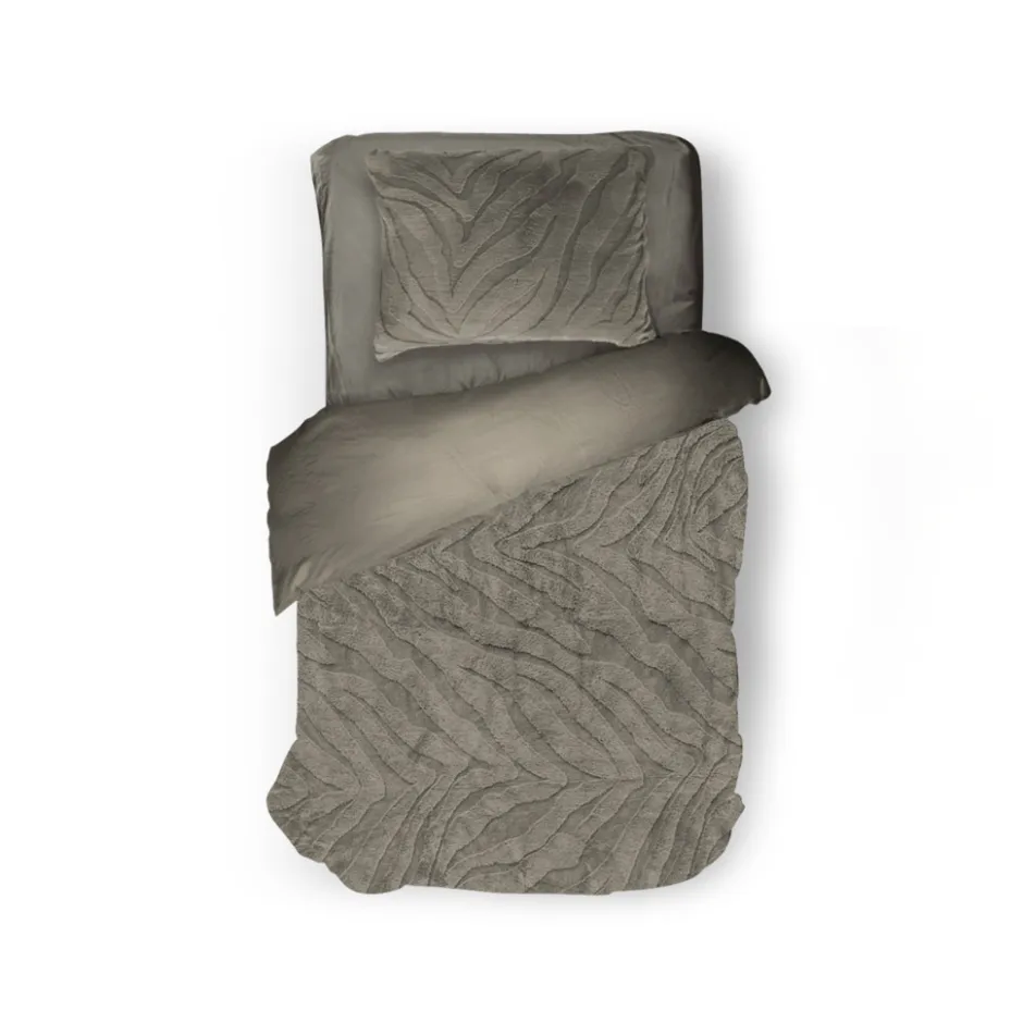 Eleganzzz Dekbedovertrek Jacquard Rabbit Fur - taupe grey 140x200/220cm| Discount