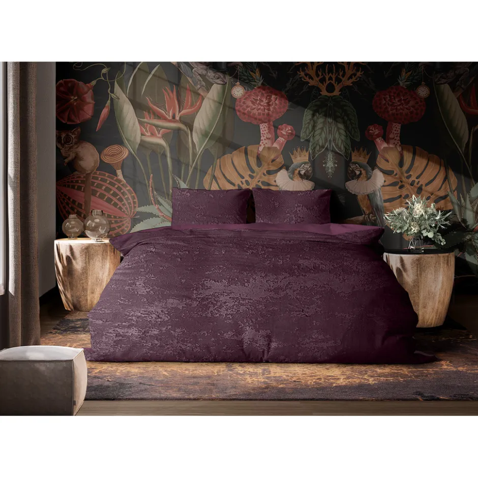 Eleganzzz Dekbedovertrek 3D Embossed Velvet Wave - bordeaux 140x200/220cm|