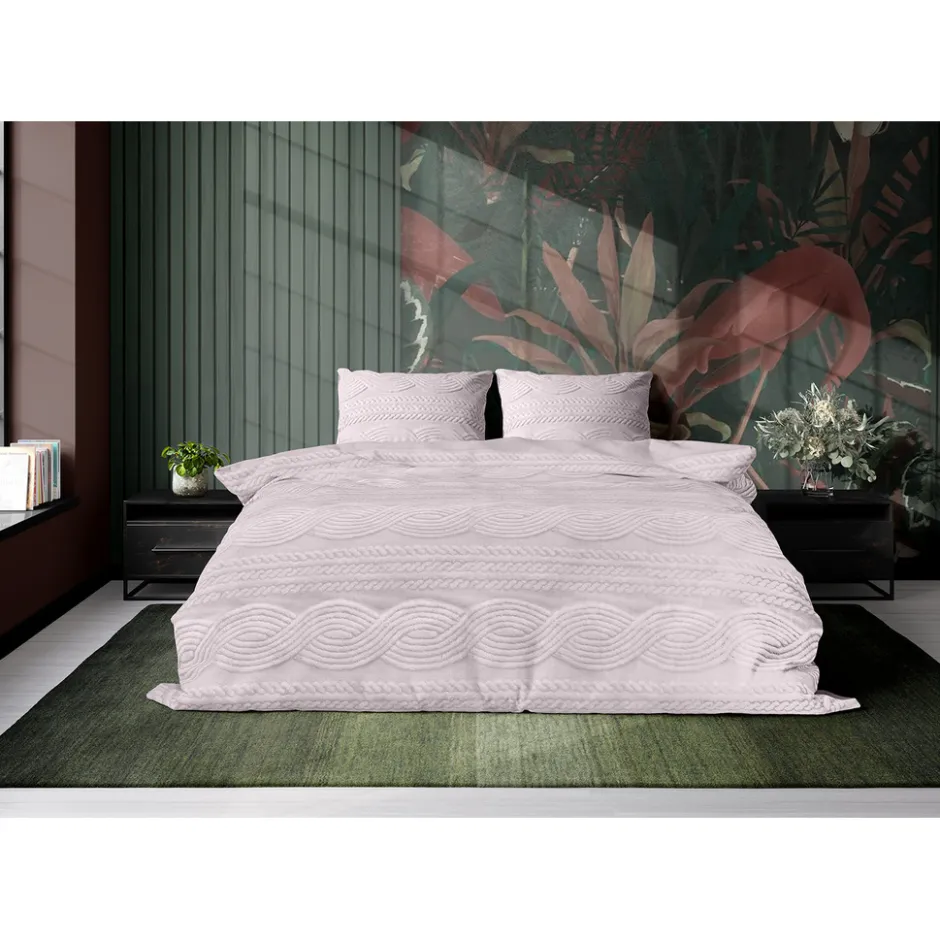 Eleganzzz Dekbedovertrek Jacquard Teddy Pluche - baby pink 200x200/220cm|