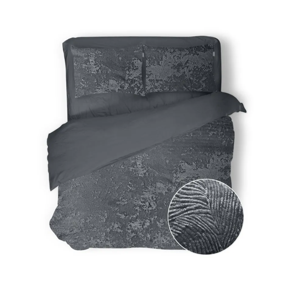 Eleganzzz Dekbedovertrek 3D Embossed Velvet Wave - dark grey 200x200/220cm| Hot