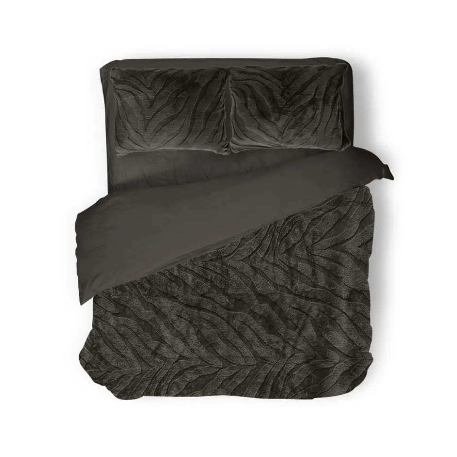 Eleganzzz Dekbedovertrek Jacquard Rabbit Fur - taupe grey 240x200/220cm< Slapen