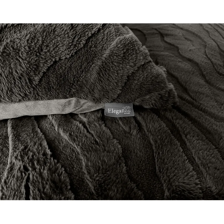 Eleganzzz Dekbedovertrek Jacquard Rabbit Fur - taupe grey 240x200/220cm< Slapen