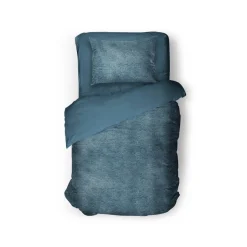 Eleganzzz Dekbedovertrek Flanel Fleece - steel blue 140x200/220cm| Clearance
