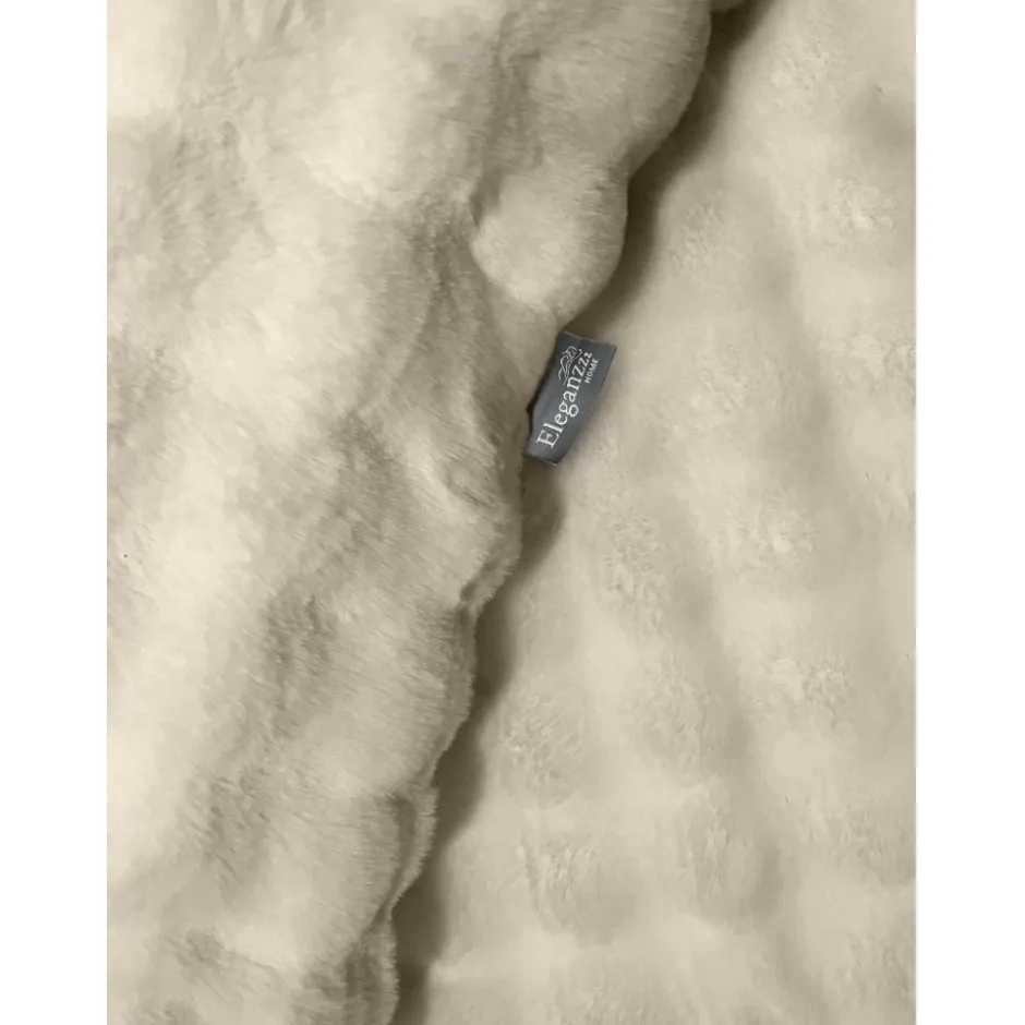 Eleganzzz Dekbedovertrek Bubble Pom Pom Rabbit Fur - sand 240x200/220cm< Slapen