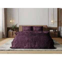 Eleganzzz Dekbedovertrek Flanel Fleece - bordeaux 200x200/220cm| New