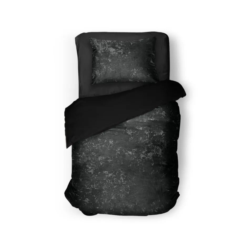 Eleganzzz Dekbedovertrek Crushed Velvet - black 140x200/220cm| Hot