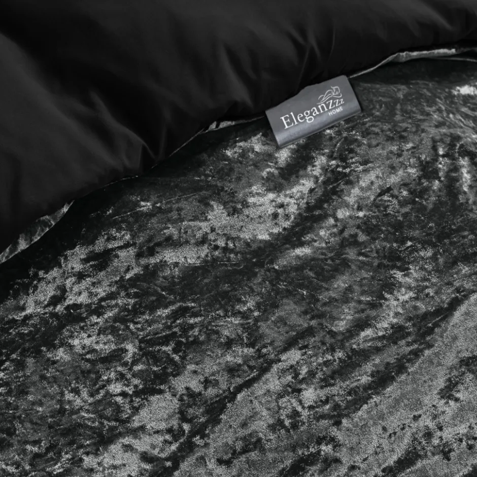 Eleganzzz Dekbedovertrek Crushed Velvet - black 140x200/220cm| Hot