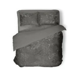 Eleganzzz Dekbedovertrek Crushed Velvet - dark grey 200x200/220cm< Slapen