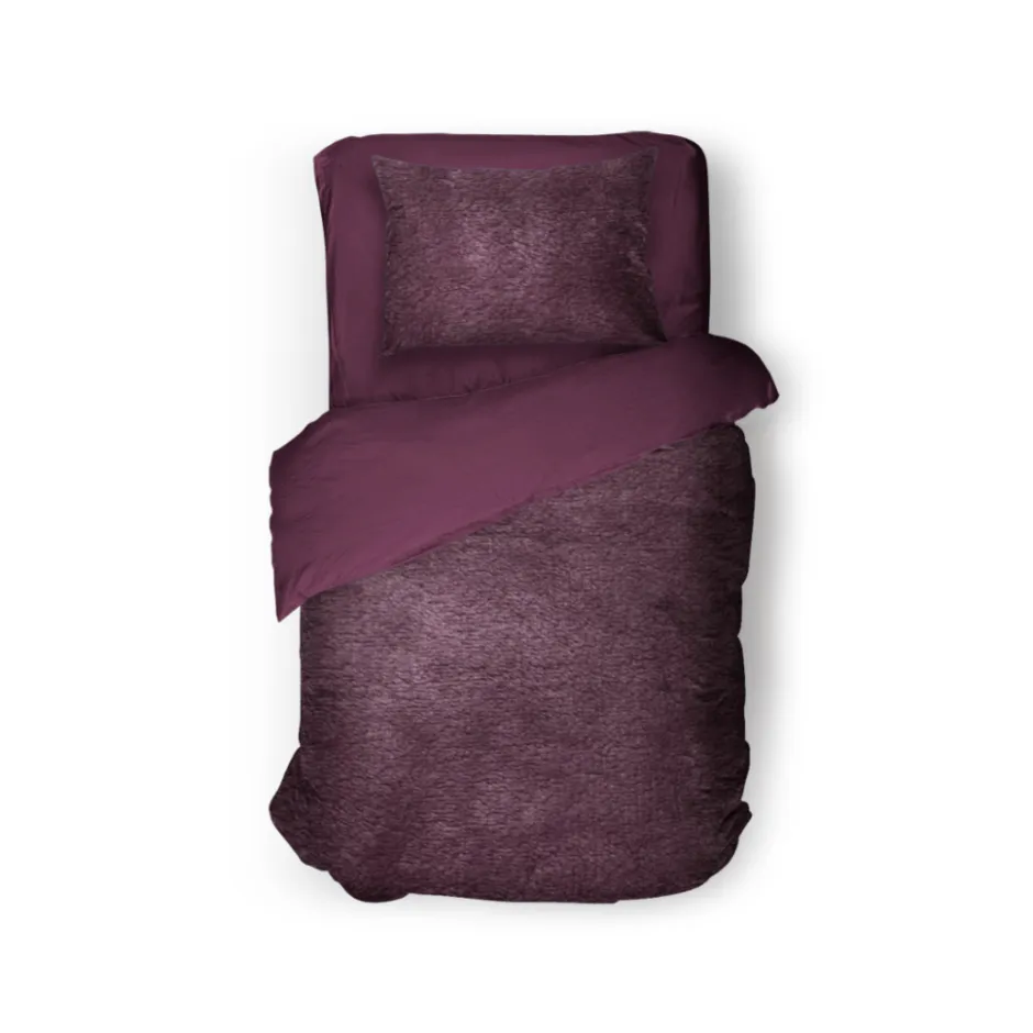 Eleganzzz Dekbedovertrek Flanel Fleece - bordeaux 140x200/220cm< Slapen