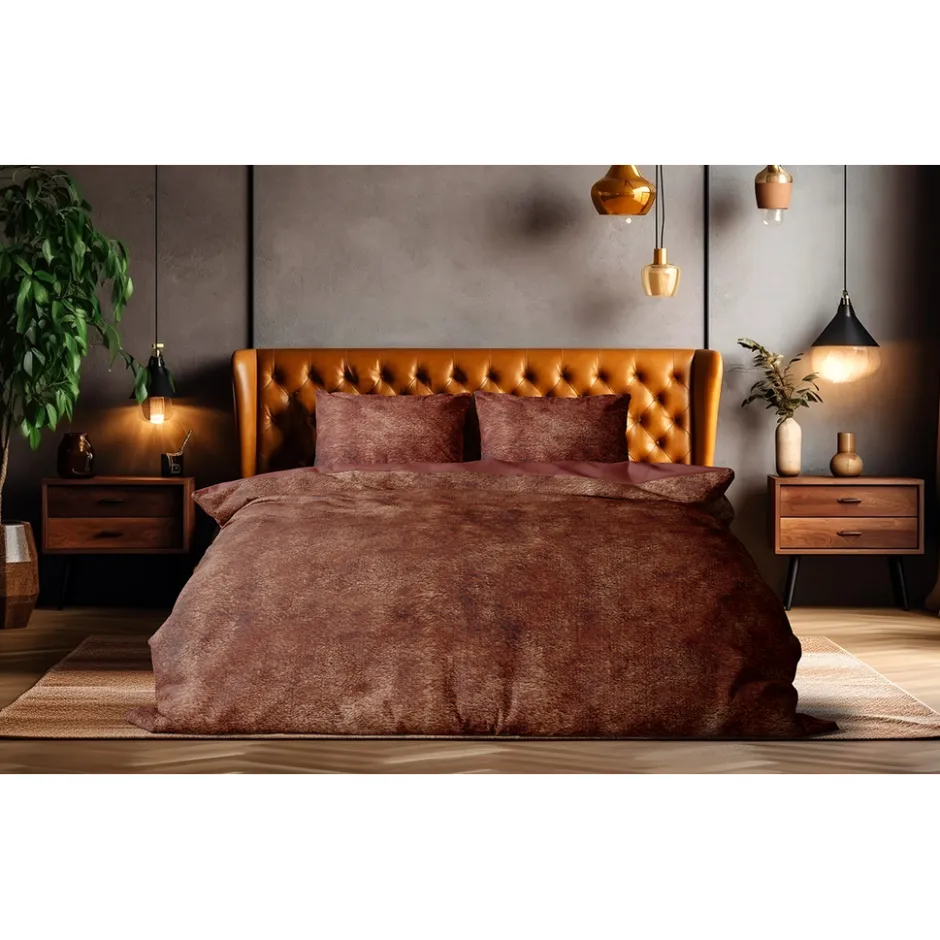 Eleganzzz Dekbedovertrek Flanel Fleece - rose brown 200x200/220cm| New