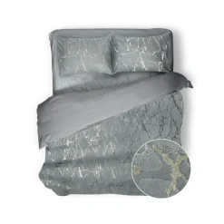 Eleganzzz Dekbedovertrek Marbel Foil Velvet - grey 200x200/220cm| Discount