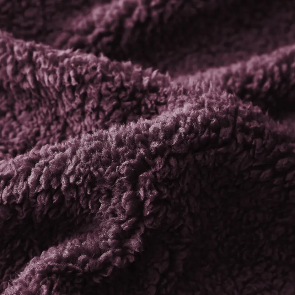 Eleganzzz Dekbedovertrek Teddy Pluche - bordeaux 200x200/220cm< Slapen