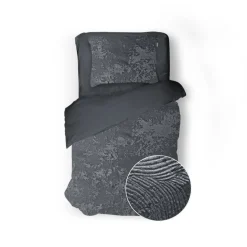 Eleganzzz Dekbedovertrek 3D Embossed Velvet Wave - dark grey 140x200/220cm< Slapen
